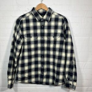 Eddie Bauer Shacket Mens Size Small Blue Flannel Plaid Fleece Thick Jacket